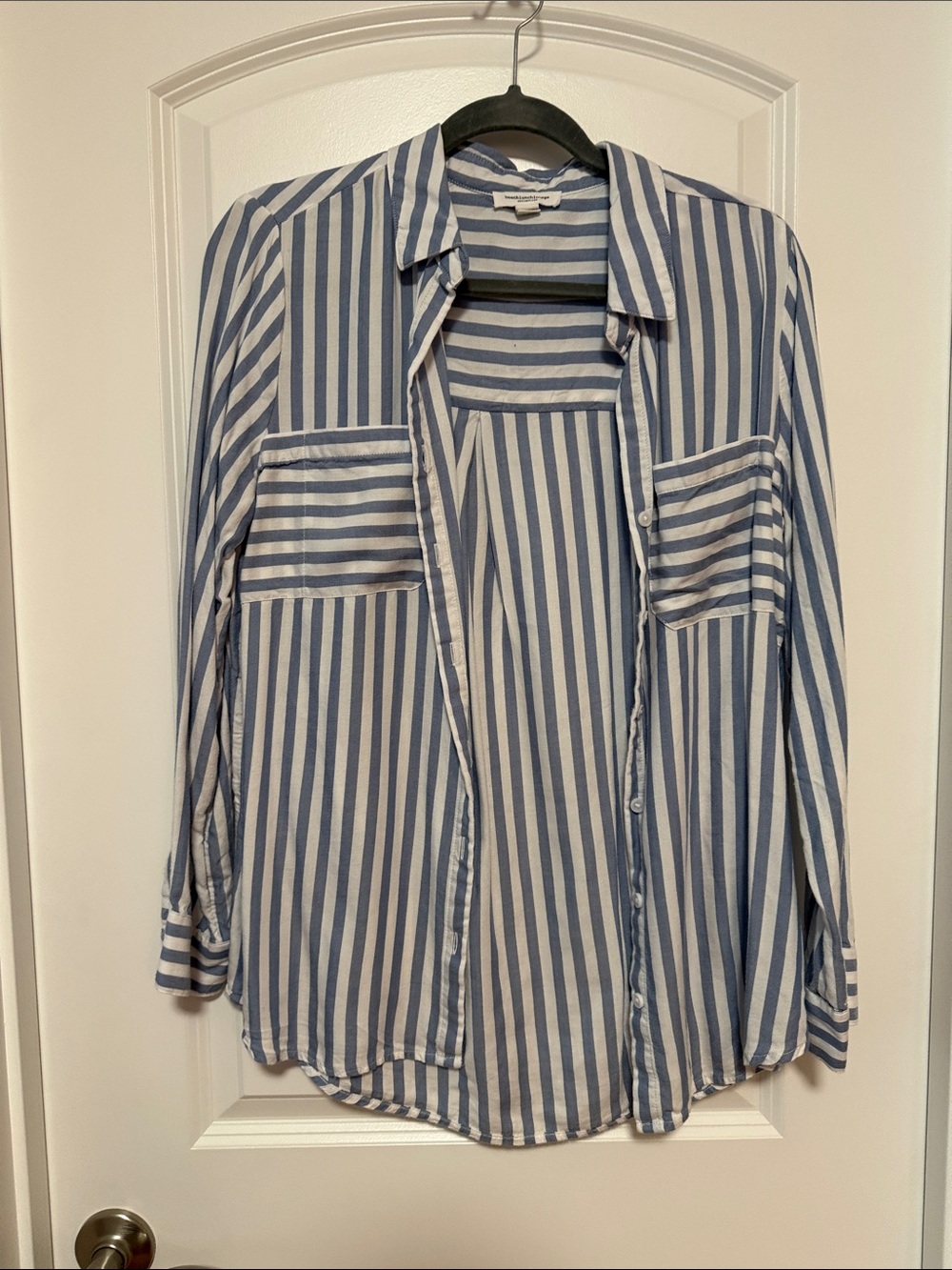 beachlunchlounge Blue & White Vertical Stripe Button-Down Shirt